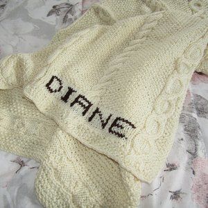 Handmade Knit Crocheted DIANE Throw Personalized